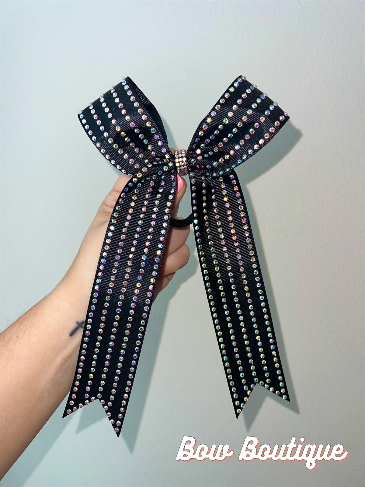 Rhinestone Stripe Collegiate Ribbon Bows