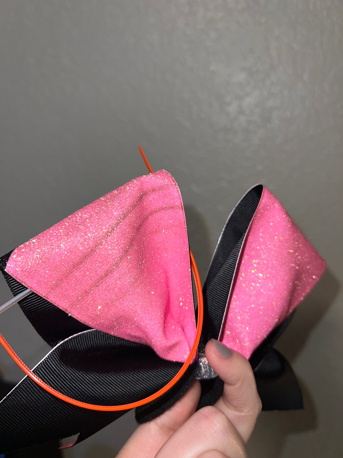 Neon Pink and Black with Silver Rhinestones Bow