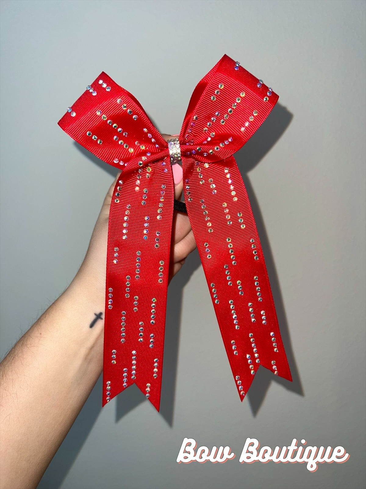 Rhinestone Raindrop Collegiate Ribbon Bows