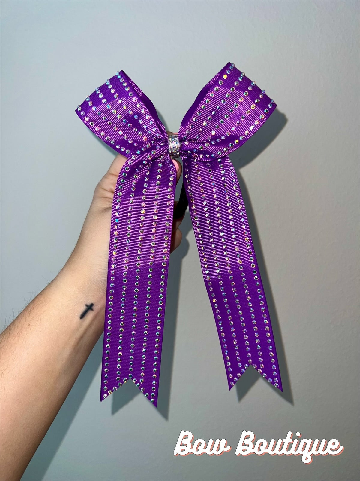Rhinestone Stripe Collegiate Ribbon Bows