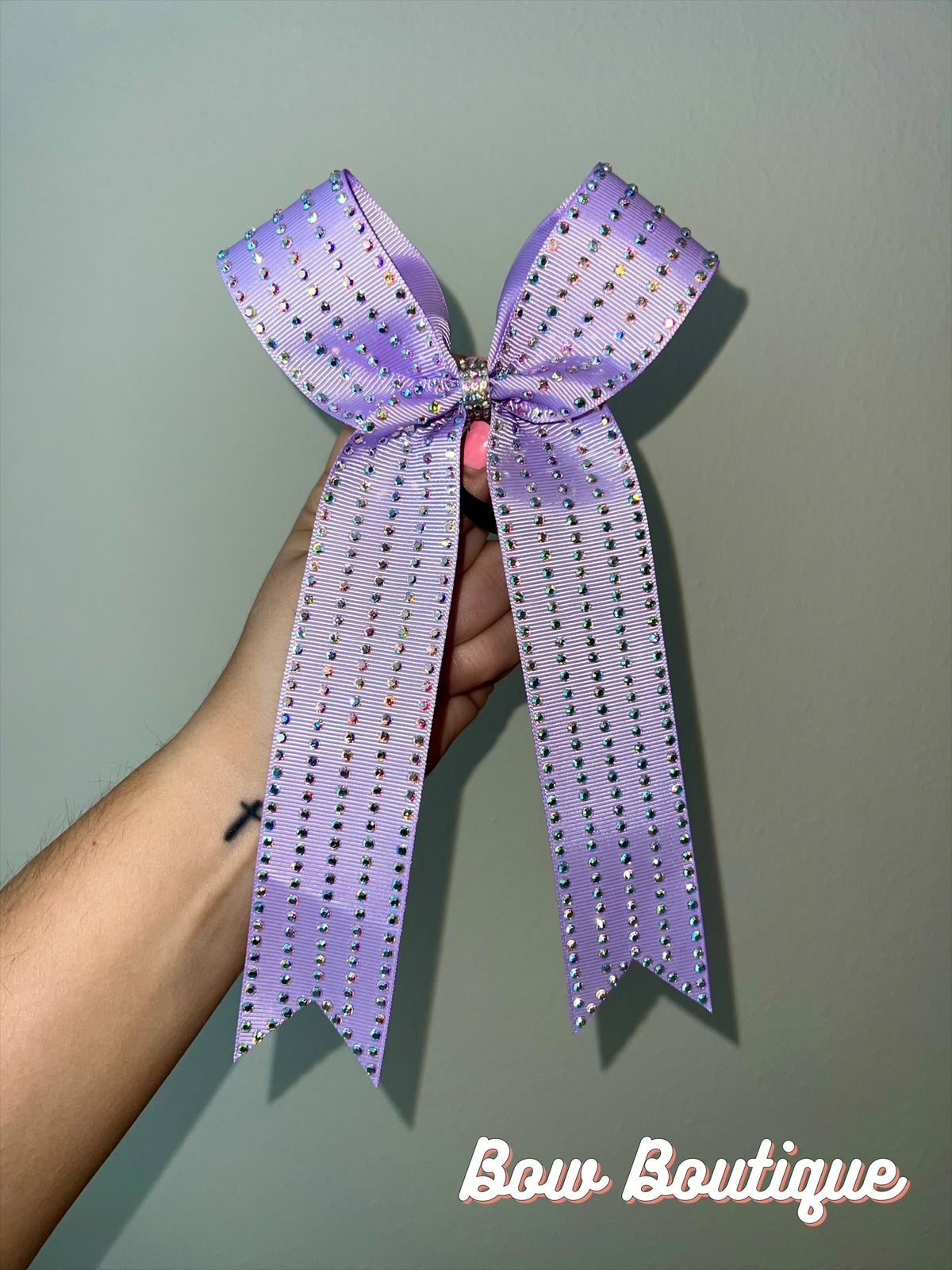 Rhinestone Stripe Collegiate Ribbon Bows