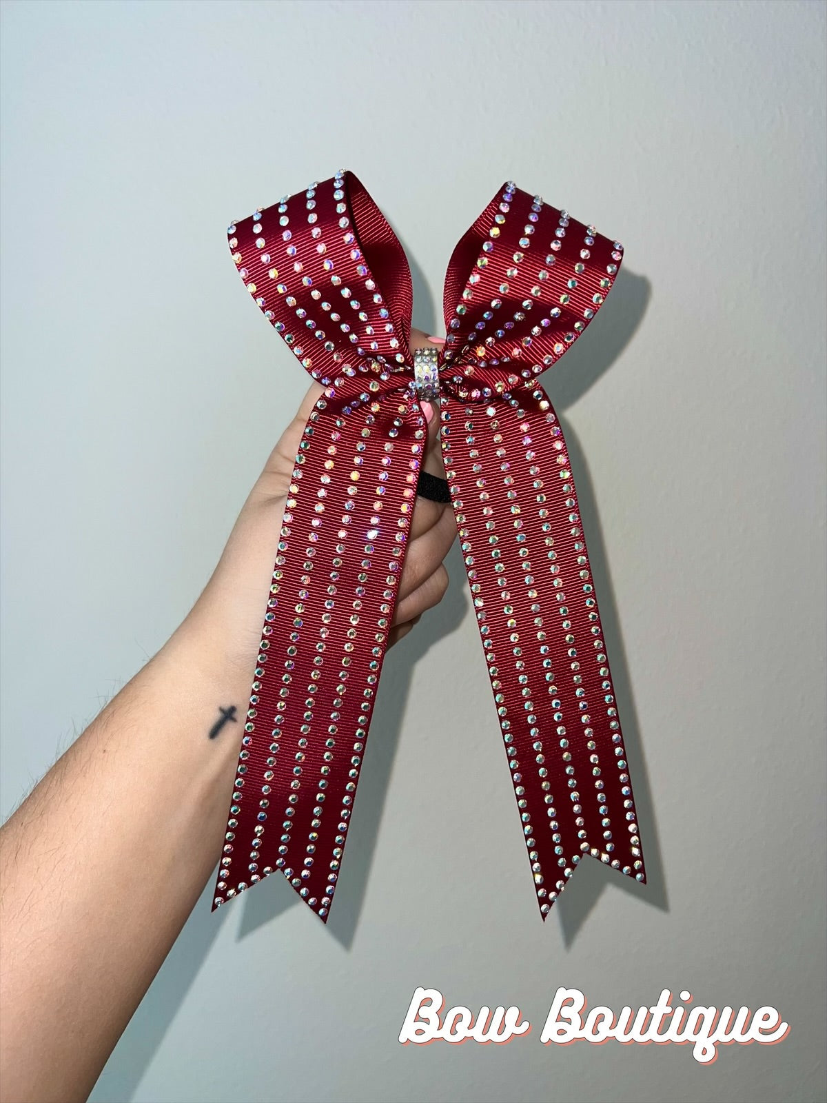Rhinestone Stripe Collegiate Ribbon Bows