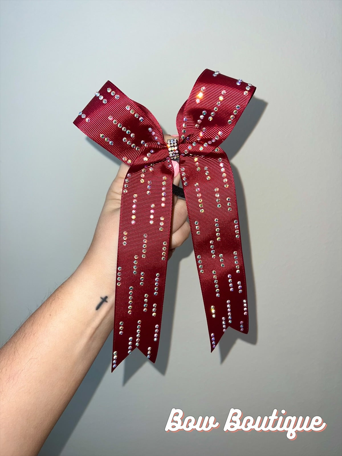 Rhinestone Raindrop Collegiate Ribbon Bows