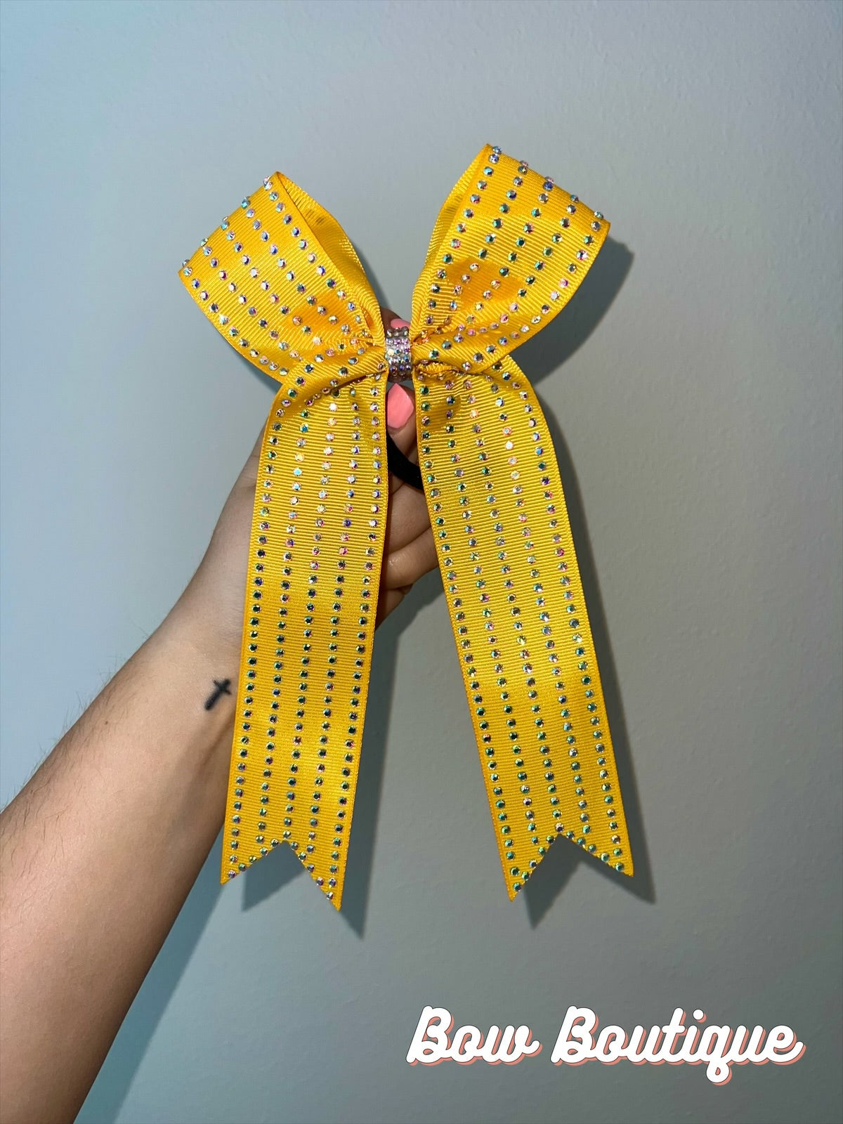 Rhinestone Stripe Collegiate Ribbon Bows