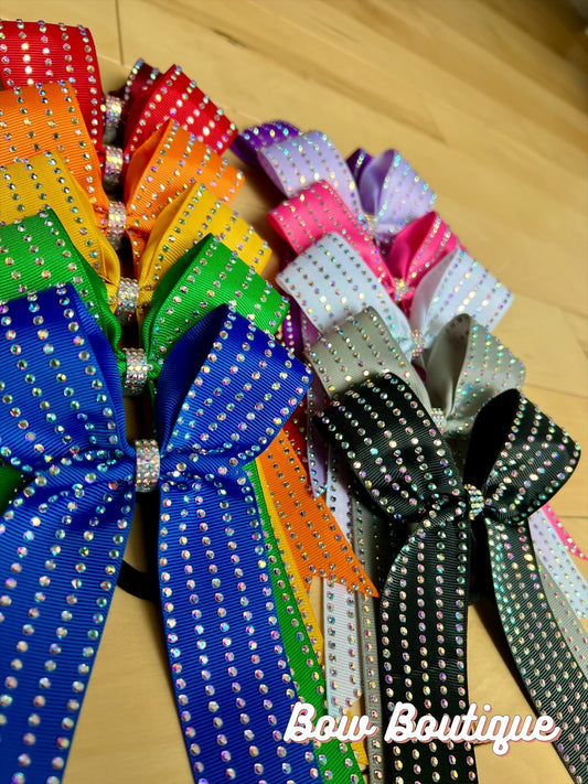 Rhinestone Stripe Collegiate Ribbon Bows