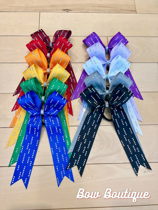Rhinestone Raindrop Collegiate Ribbon Bows