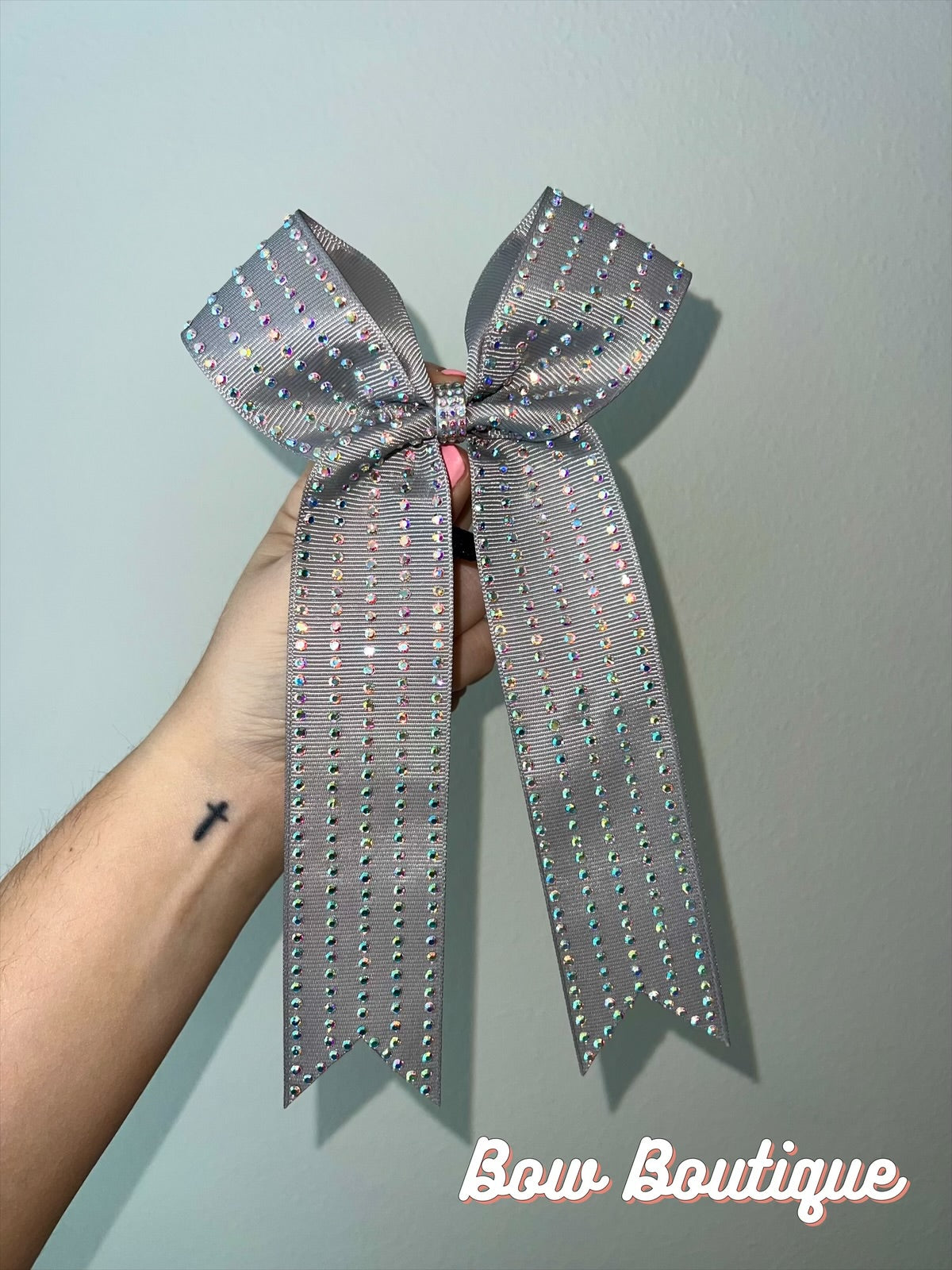 Rhinestone Stripe Collegiate Ribbon Bows