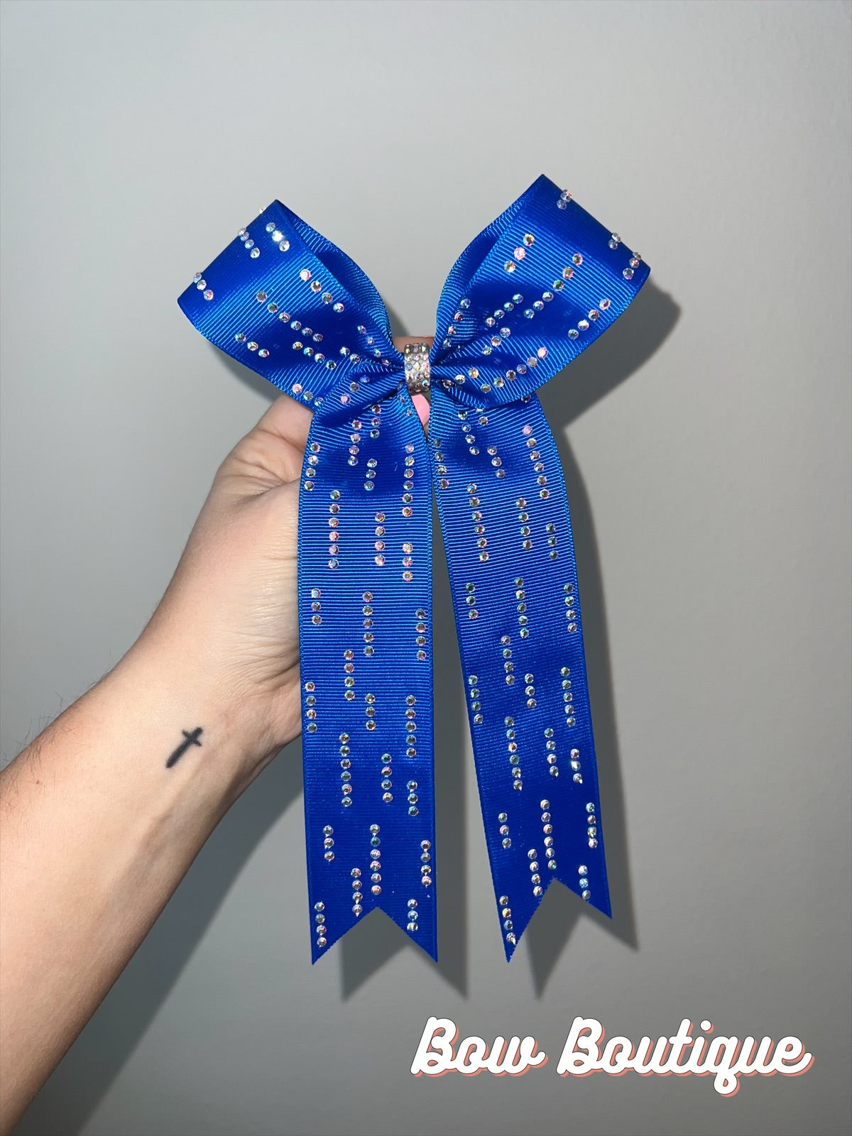 Rhinestone Raindrop Collegiate Ribbon Bows