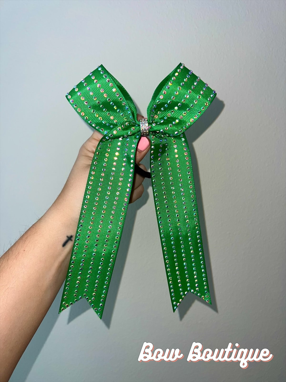Rhinestone Stripe Collegiate Ribbon Bows