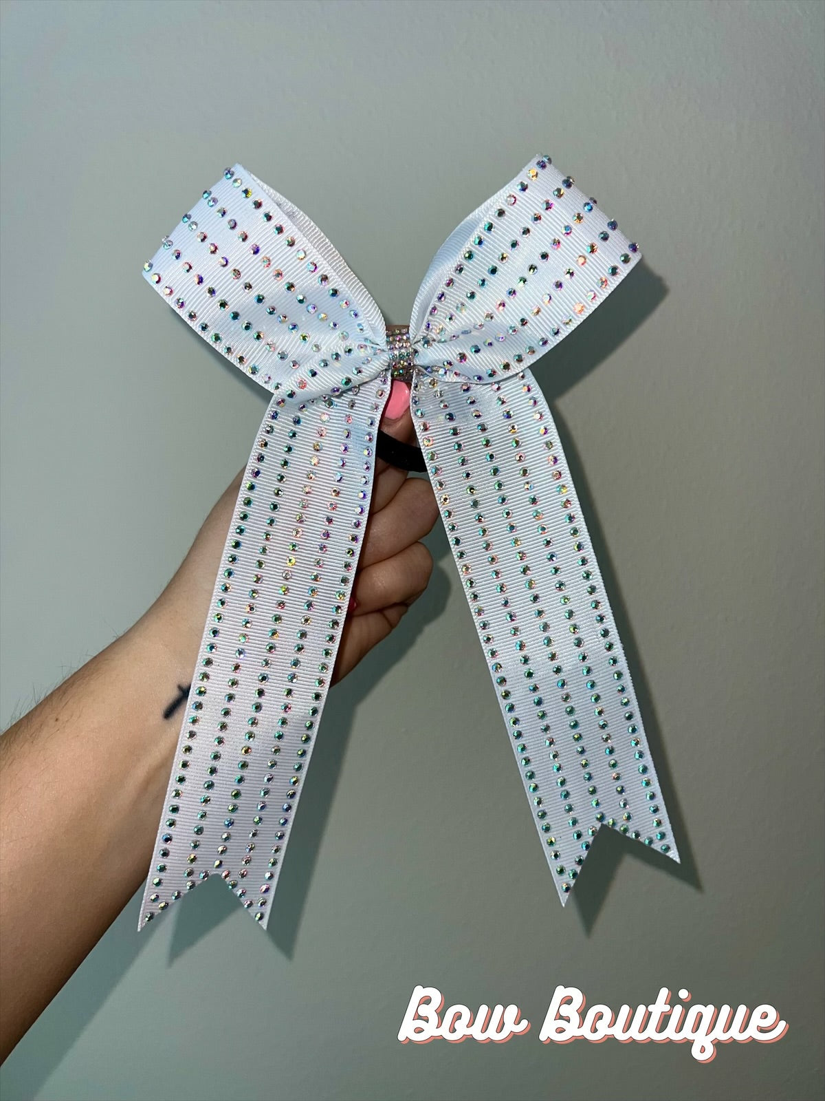 Rhinestone Stripe Collegiate Ribbon Bows
