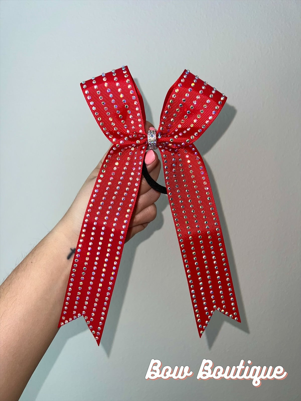 Rhinestone Stripe Collegiate Ribbon Bows