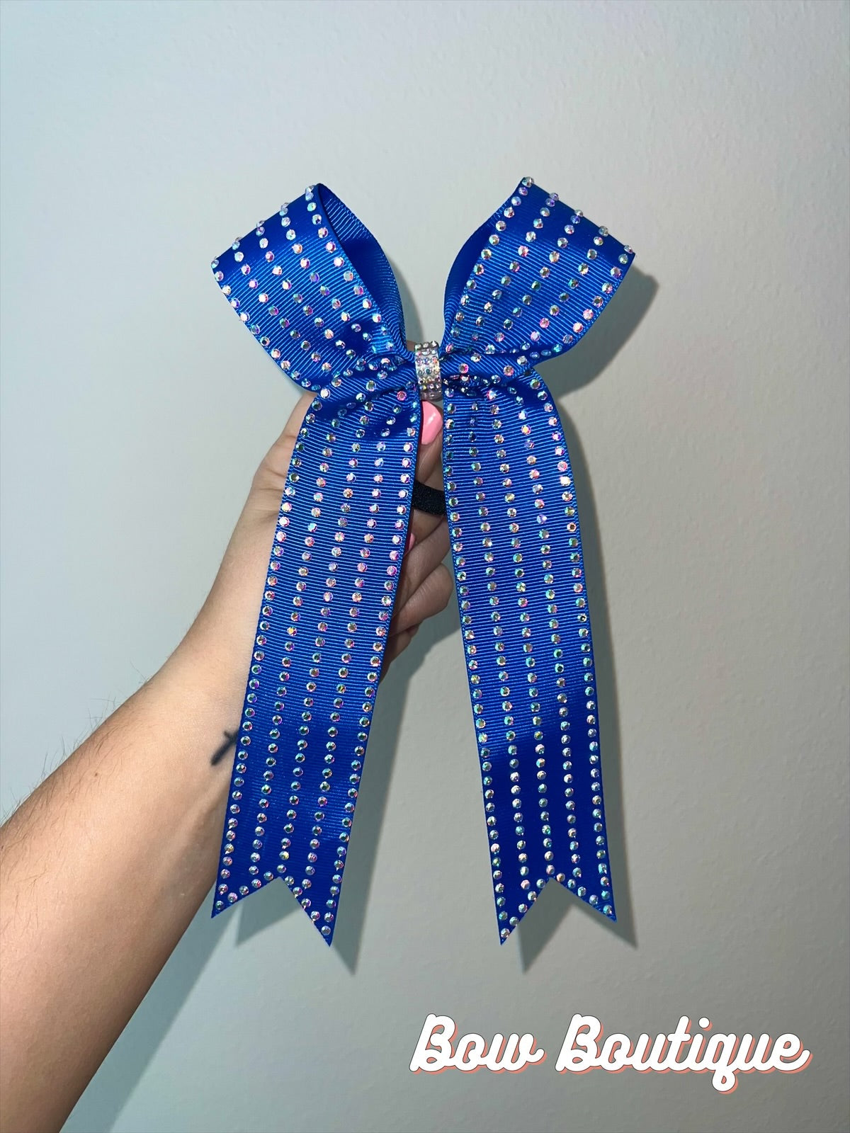 Rhinestone Stripe Collegiate Ribbon Bows