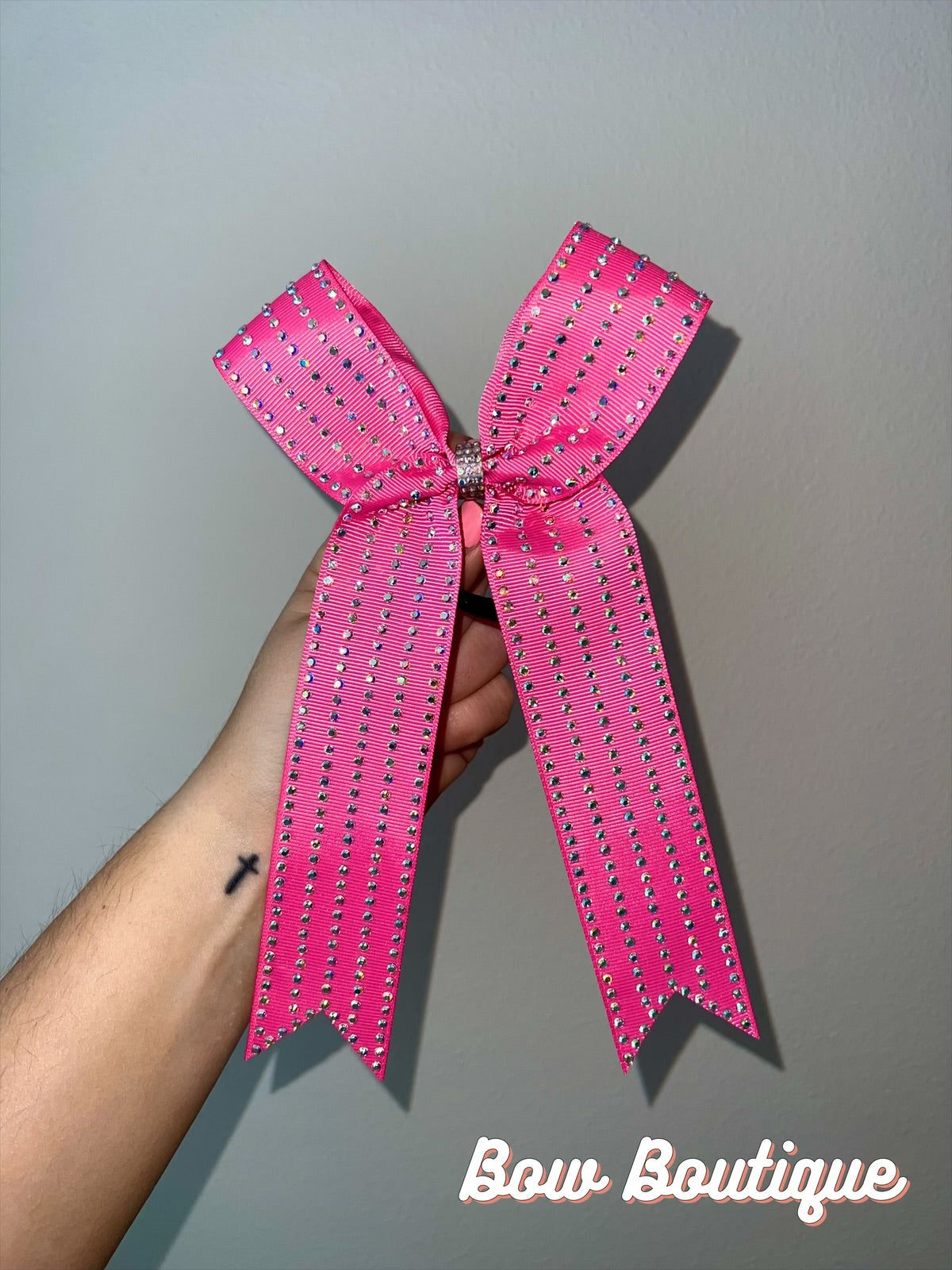 Rhinestone Stripe Collegiate Ribbon Bows